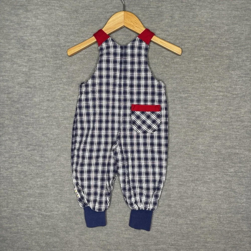 Gymboree Vintage Rainbow Tag 90s Blue‎ Plaid Seersucker Romper Boys Infant 3-6 M